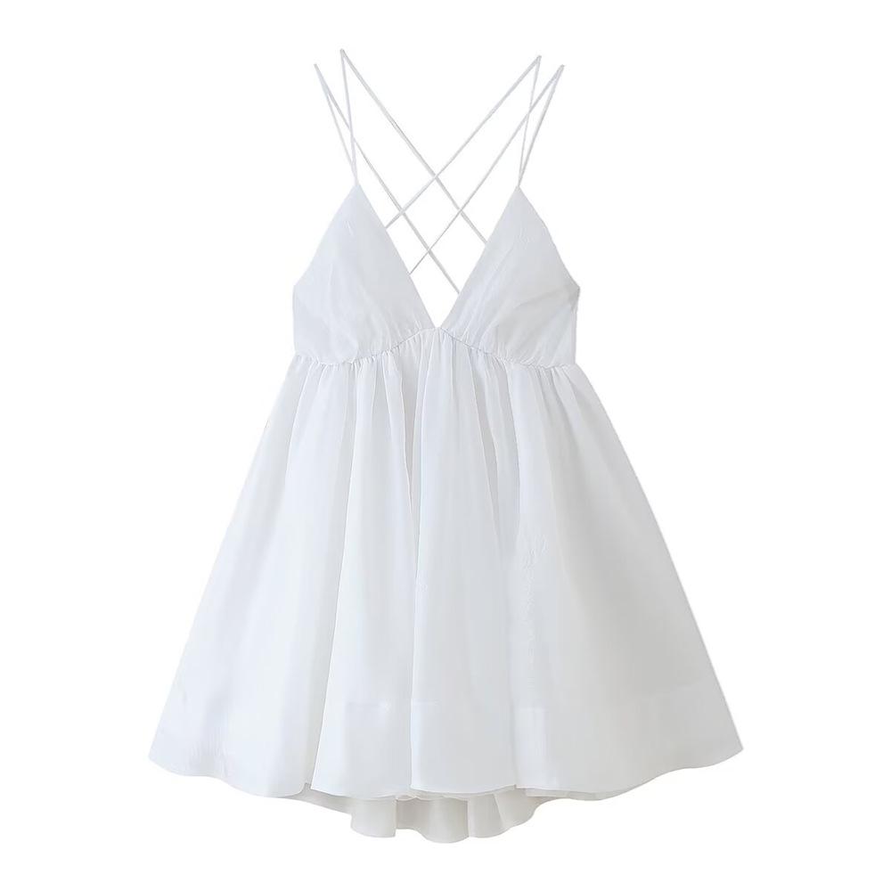 

Весна/Лето 2025 Женское Облегающее Бандажное Платье-Ками на Бретелях с Открытой Спиной для Отпуска Medium белый