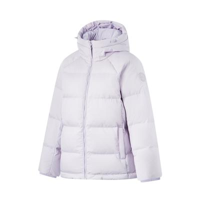 Li Ning Fitness Series Water-Resistant Solid Color Raglan Casual Versatile Cold-Resistant Hooded Zipper Winter Down Jacket Women Outerwear AYMU108-3