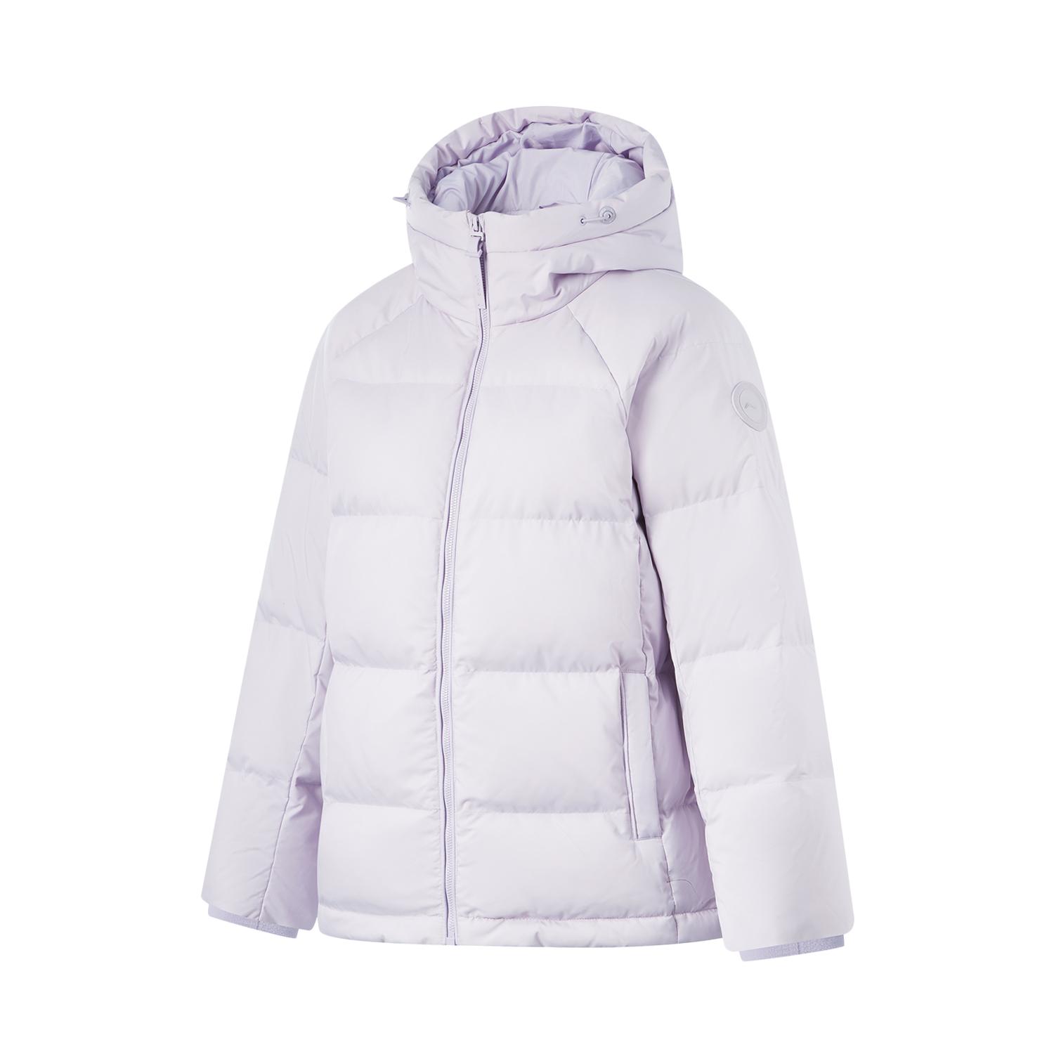 

Li Ning Fitness Series Water-Resistant Solid Color Raglan Casual Versatile Cold-Resistant Hooded Zipper Winter Down Jacket Women outerwear AYMU108-3 L