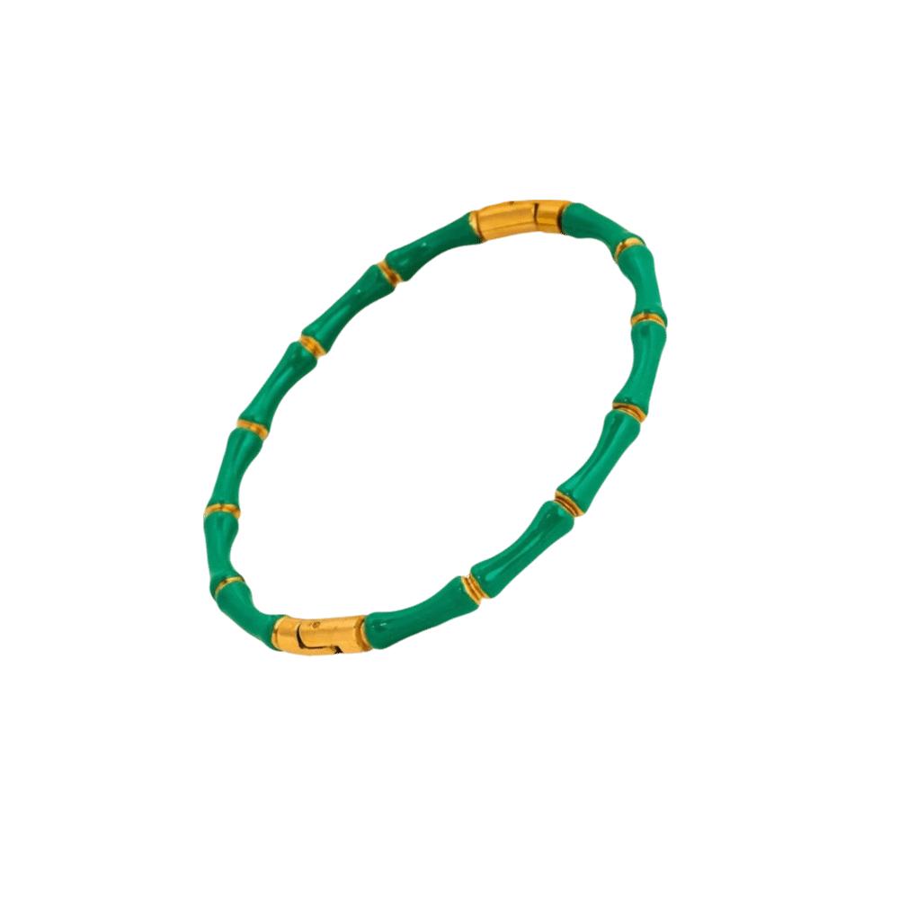 

Gold Bamboo Joint Bangle Stainless Steel Stainless Steel Bangle Enamel Resin Bracelet Personalized зелёный