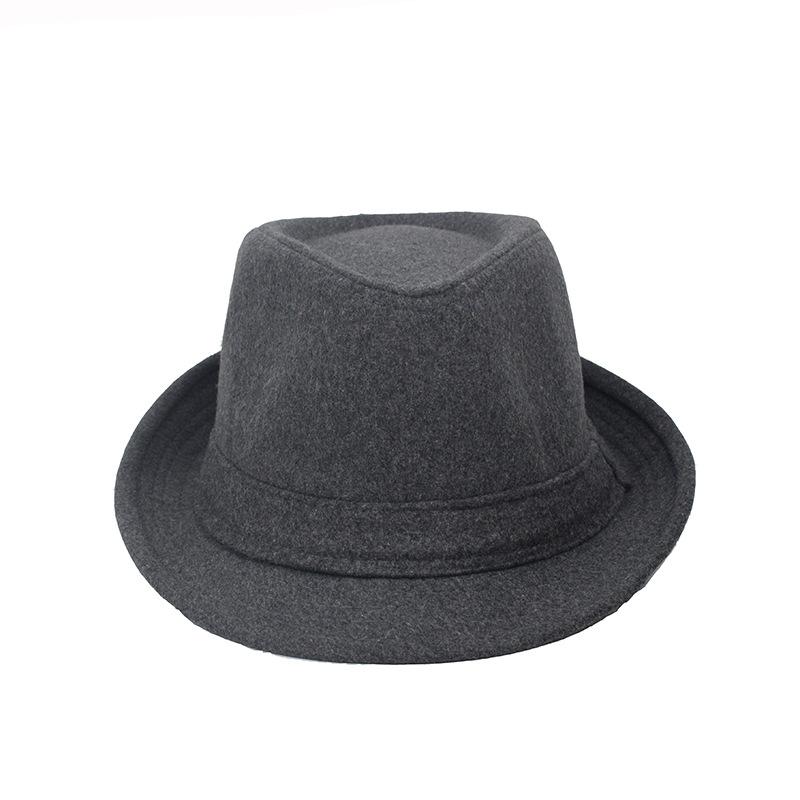 Top Hat Autumn and Winter Woolen Solid Color Small Edge Men's Jazz Hat Material Autumn and Winter Thermal Hat Old Man Hat Gentleman Hat