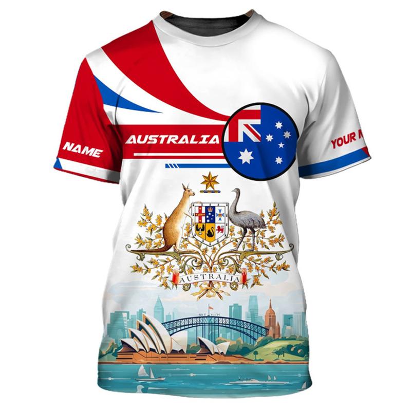 Custom Name Australia Flag Map Graphic T Shirt For Men Women Summer Casual Short Sleeve Tee Australian Animal T Shirt Kids Tops