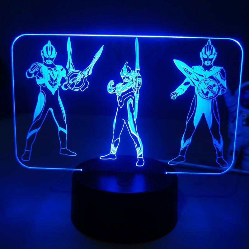 Led Cartoon Ultraman Bedroom Sleep Bed 3d Creative Desk Lamp Usb Straight Insert