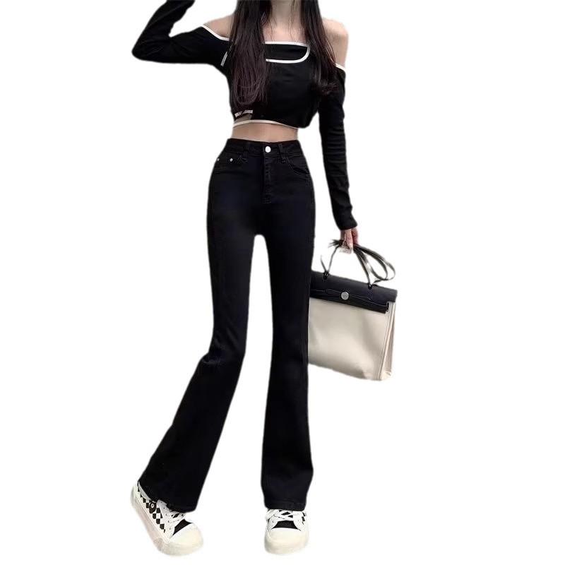 Women's High-Waisted Fleece-Lined Flared Jeans 2024 - Slim Fit, Tall, Warm, Thickened Winter Pants