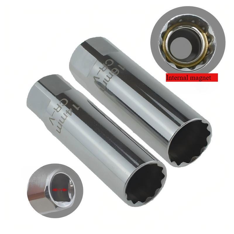2-piece universal magnetic spark plug wrench for automotive spark plugs, 14/16mm installation, replacement, repair kit, spark pl