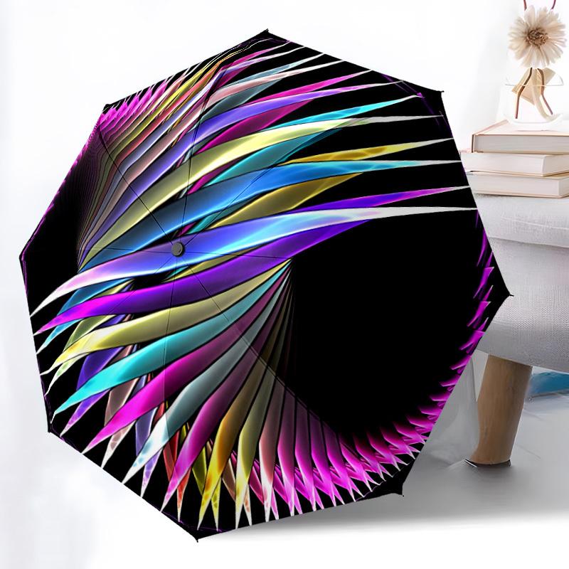 1pc Spiral Colors Automatic Opening/Closing Umbrella with Operation & Windproof Canopy Yy260311094
