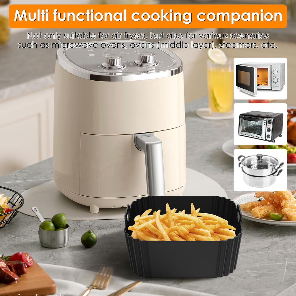 Silikon Airfryer Gryta Bricka Fyrkantig Airfryer Bakform Återanvändbar Airfryer Liner för Kök Bakning Kök Matlagningsaccessoarer