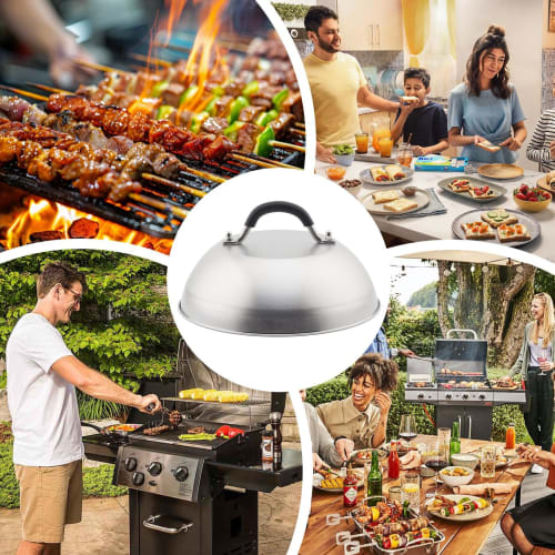 Teppanyaki Dome - Domed Lid for Griddle Burgers - Heat-Resistant Round Flat Top Steaming Lid for Steak Grilling, Teppanyaki, and BBQ Cooking