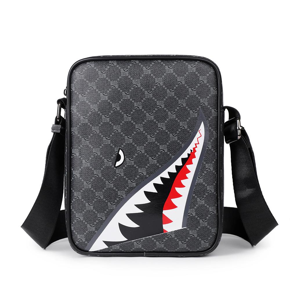 Męska casualowa torba na ramię z rekinem: Biznesowy plecak i torba crossbody o dużej pojemności na kampus