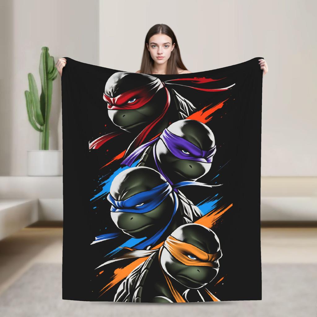 Comic Warm Soft Blankets T-Tmnts Character Decorative Plush Bedding Throws Funny Home Decor Flannel Bedspread Sofa Bed Cover