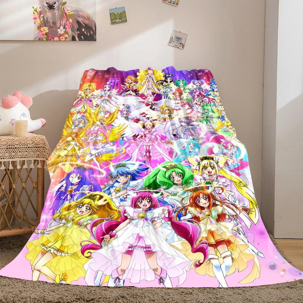 PreCure Anime Soft Flannel Blanket Lightweight Cozy Microfiber Blanket for Couch Bed Machine Washable LXR86