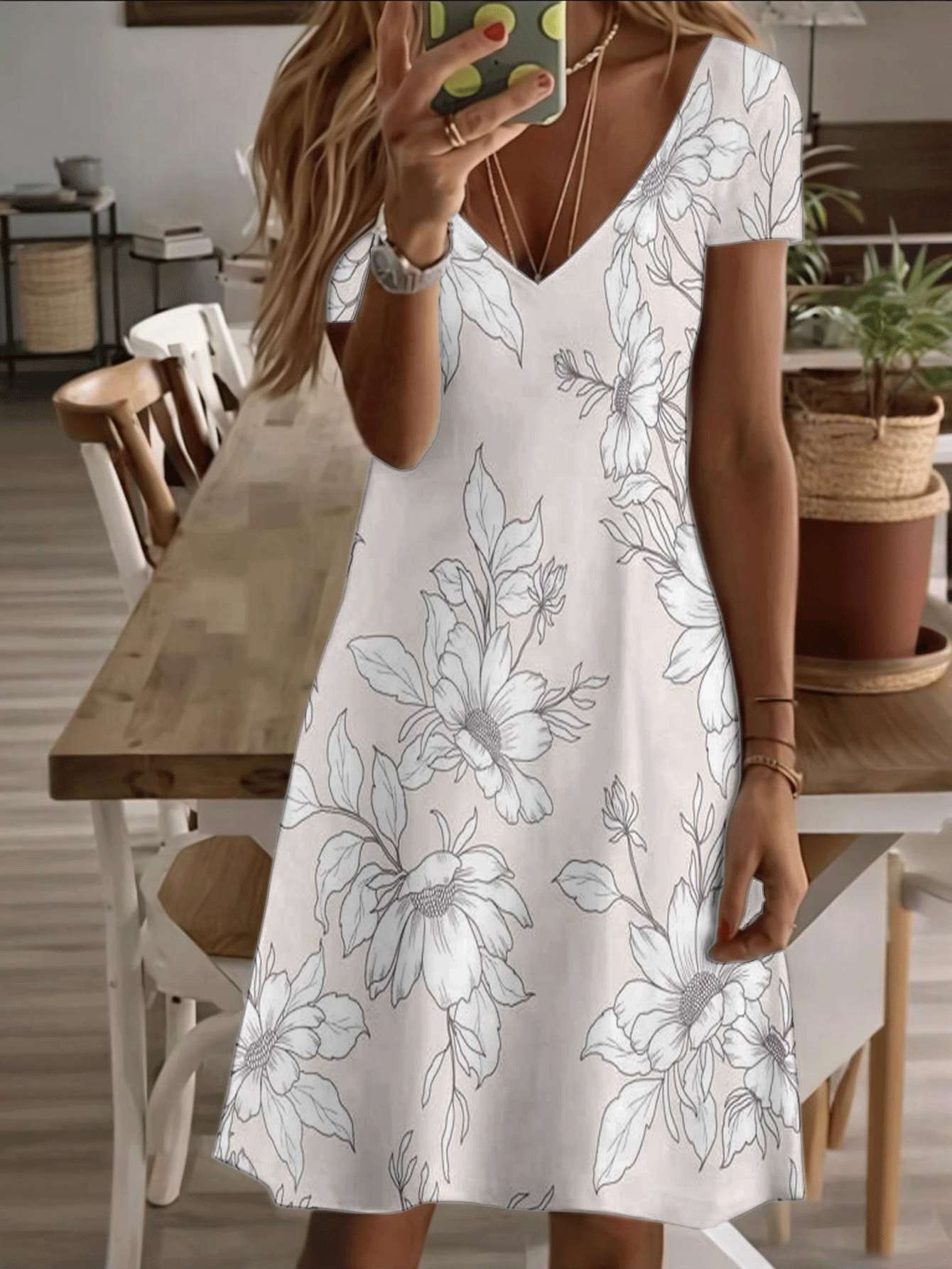 

Vneck shortsleeve midi dress sunflower floral print 3D premium printed durable casual fashion summer women elegant holiday outfit lightweight breathab 5XL дубильна кора