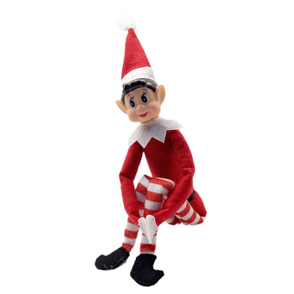 Christmas Long Legged Elf Ornament Red Sitting Elf Ornament Christmas Decoration for Home