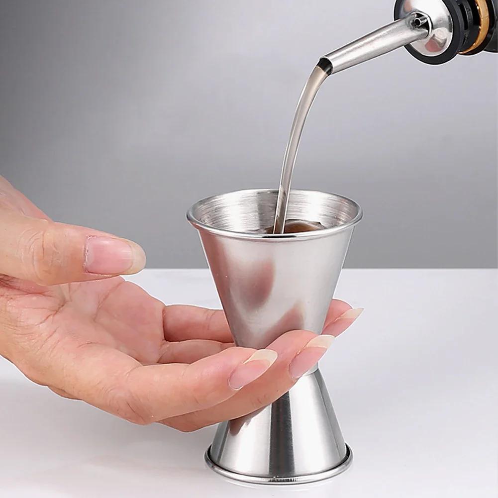 15/30ml 25/50ml 30/60ml Stainless Steel Measuring Cups Bar Party Wine Cocktail Shaker Dual Shot Jigger Liquid Drinks DIY Tool