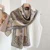 Fashion new long silk scarf women's Korean version line printing simulation silk medium length thin scarf sunscreen shawl