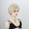 Women Light Blonde Wigs with Bangs Short Layered Hair Synthetic Wave Wig for Daily Cosplay Use Heat Resistant Fibre