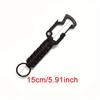 WTEMPO 4PCS Outdoor Mountaineering Key Chains Multifunctional Zinc Alloy Mountaineering Buckle Stainless Steel Weave Key Chain with Ring