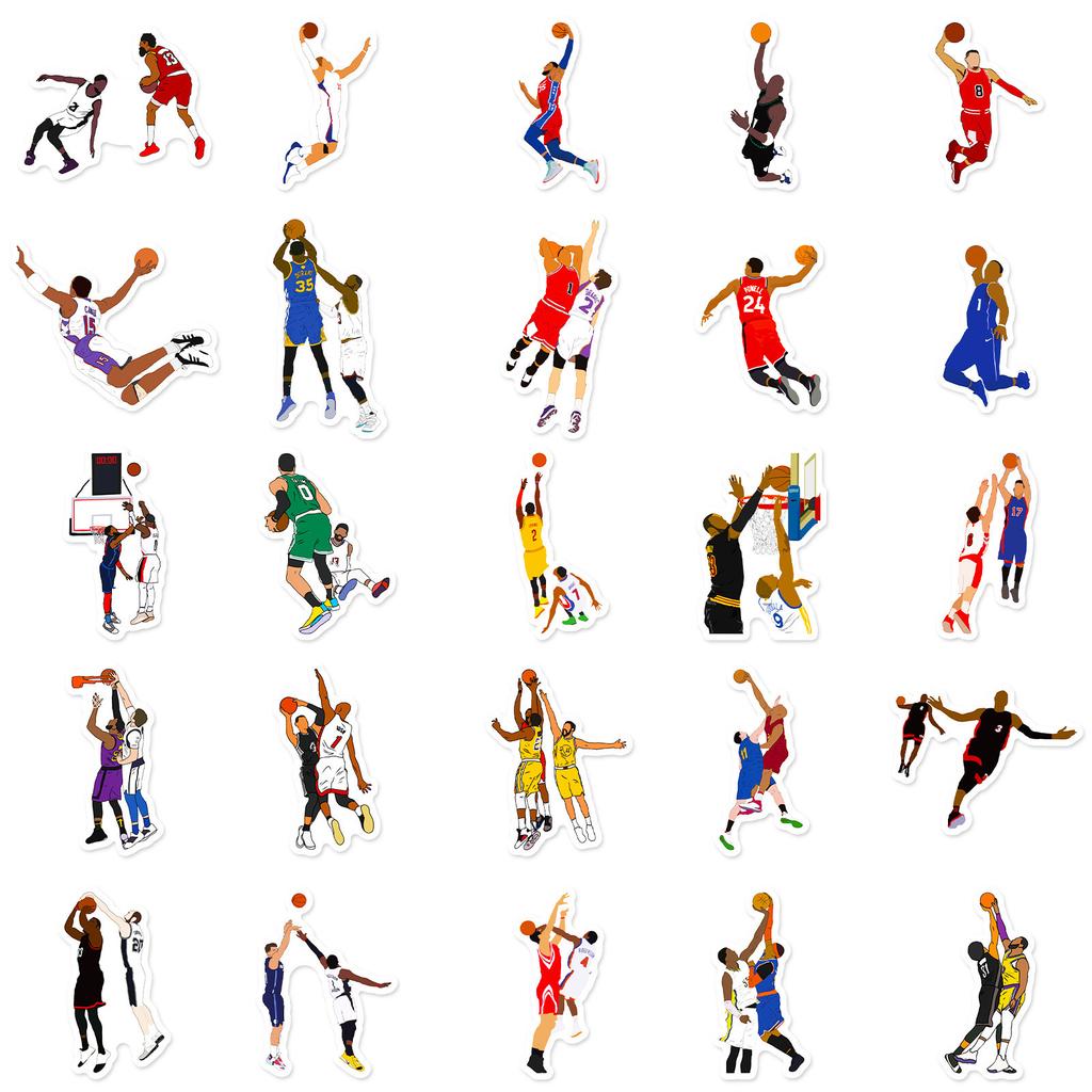 50 Nba - Classic Action Stickers Nba Basketball Star Collection, Motorcycle Car Cover