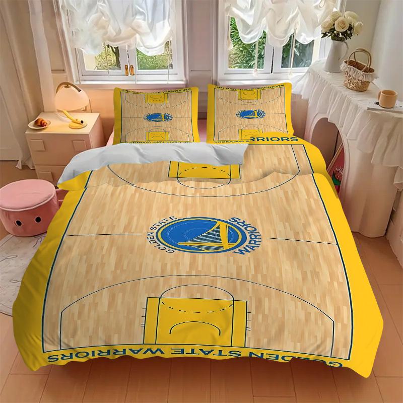 3dílná sada povlečení Golden State Warriors Basketball Obsahuje 1 přikrývku + 2 povlaky na polštář, Bez výplní do polštářů, Měkké Pohodlné,a0910236