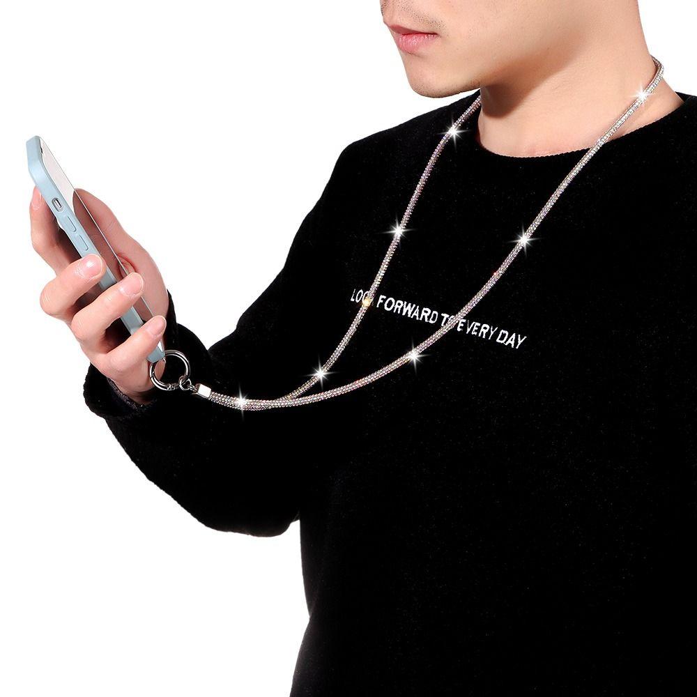 Fashion Keychain Bright Crystal Anti-lost Rope Rhinestone Phone Lanyard Hanging Cord Chain Straps