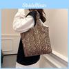 Fashionable Leopard Patterned Canvas Tote Bag For School Commute With Comfortable Single Shoulder Strap