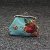 Blumen Canvas Kleine Münzbörse für Damen, Vintage Kiss-lock Kleingeldbörse, Mini Geldbörse für Kreditkarte, Lippenstift