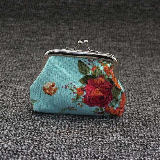 Blumen Canvas Kleine Münzbörse für Damen, Vintage Kiss-lock Kleingeldbörse, Mini Geldbörse für Kreditkarte, Lippenstift