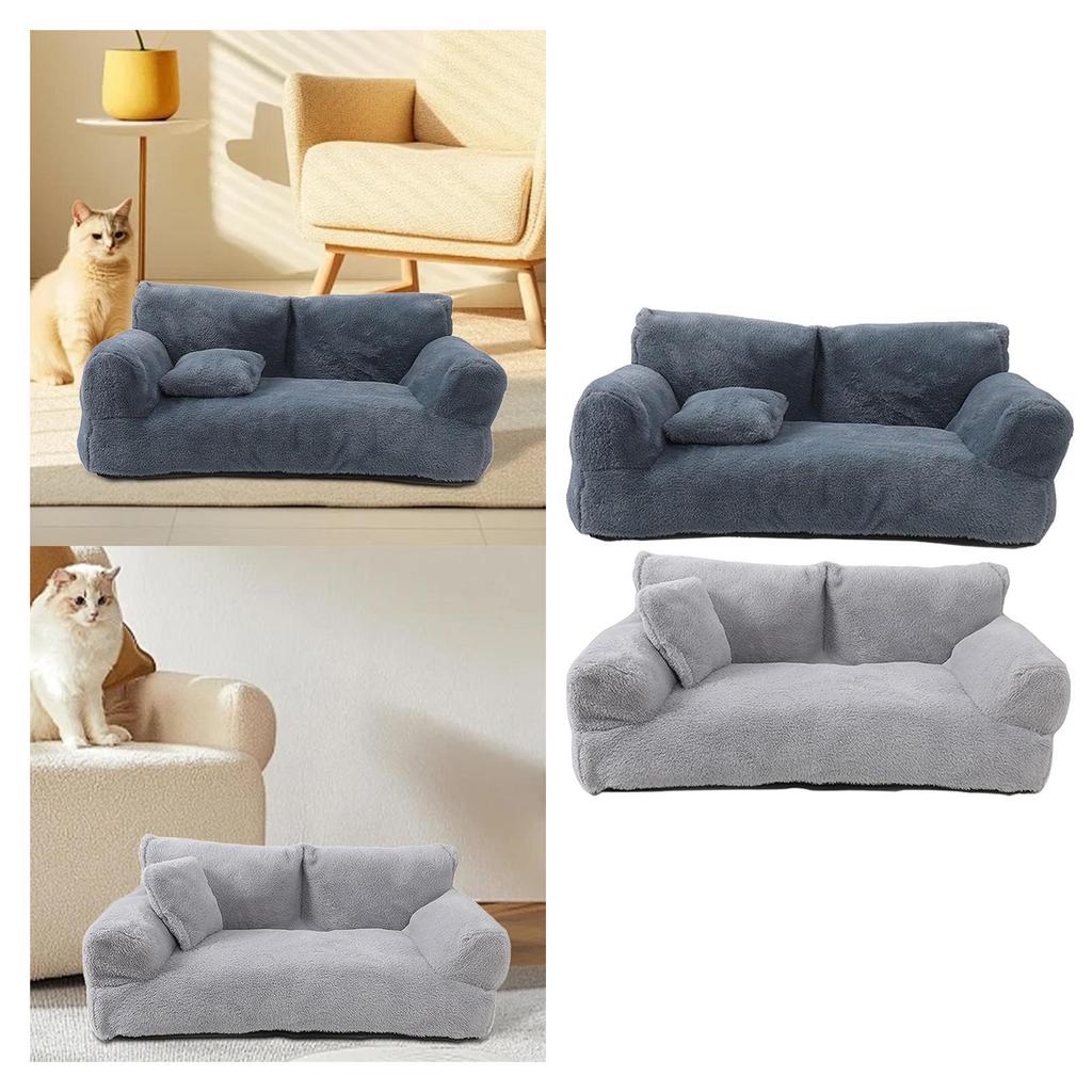 Pet Sofa Plush Comfortable Anti Skid Base All Seasons Rectangle Pet Supplies Dog Couch with Removable Cover for Kitten Pet Dog