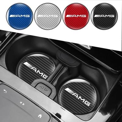 WXMDP1 C200 E200 New 2025 For Mercedes Benz Carbon Fiber Car Water Cup Coaster Pad Non-slip Car Cup Bottle Mat For MERCEDES BENZ W211 W