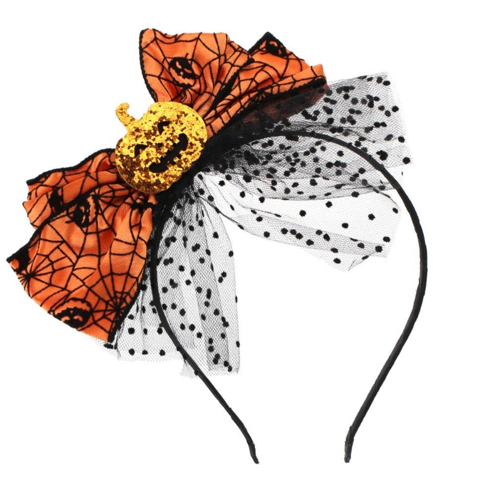 Ins Style Party Hairband Mesh Pumpkin Hairband Novelty Halloween Hair Hoop  Party