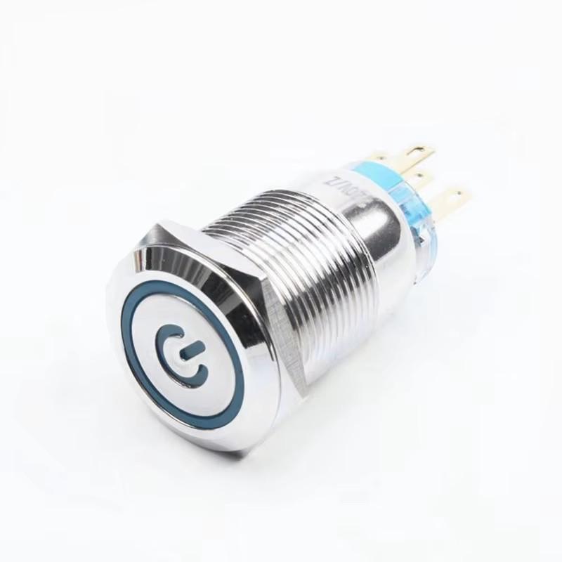 12/16/19/22MM Waterproof Metal Push Button Switch LED Light Momentary Latching Car Engine Power Switch 5V 12V 24V 220V Red Blue