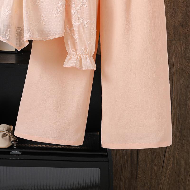 Girls' Suit Cross-border Children's Wear 2025 Autumn New Style High-end Jacquard Long Sleeve Bow Jacket Pants