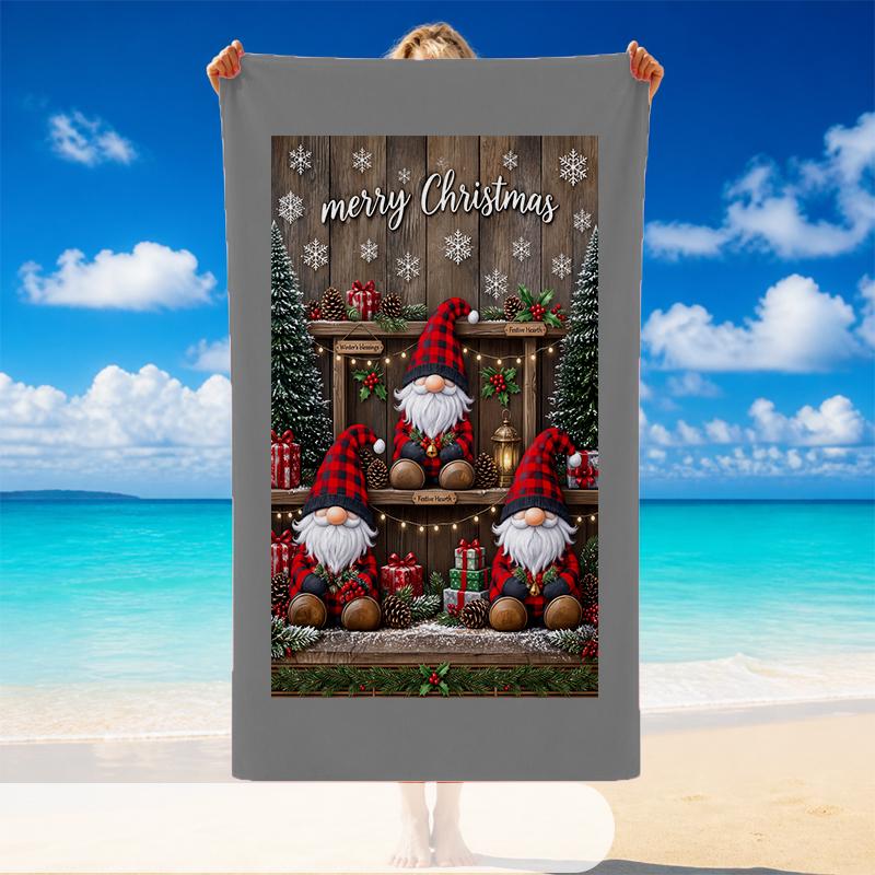 Christmas Printed Beach Towel Soft Quick Dry For Indoor Outdoor Home Use Holiday Gift