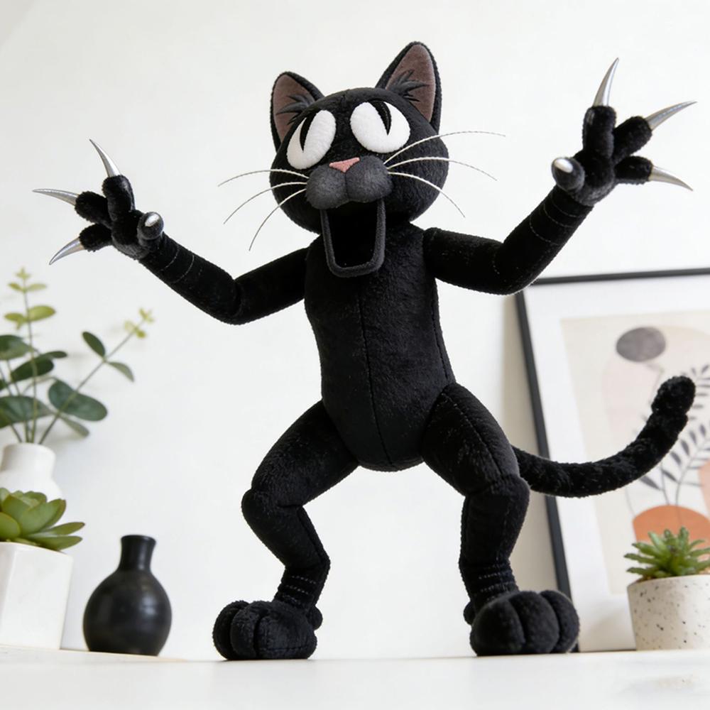 99 ночей в лесу Черный кот Плюшевая игрушка Украшение Забавная черная кошка Мягкая кукла Коллекция Подарок на Хэллоуин День Рождения
