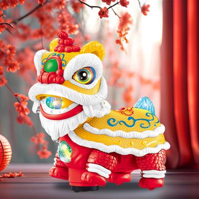 Yousheng Kids Electric Lion Dance Toy with LED Light Music Toddlers Boys Girls Shaking Head Walking Cartoon Awake Lion Toy Chinese New Year Decoration
