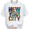 2025 Herr Ren Bomull NYC-tryck Casual Lös Passform Rund Hals Kortärmad T-shirt