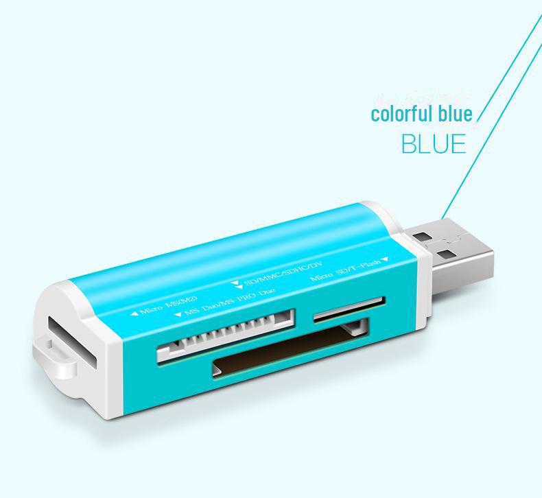 4-in-1 Multi-Functional USB 2.0 Mini Aluminum Card Reader for TF/SD Cards