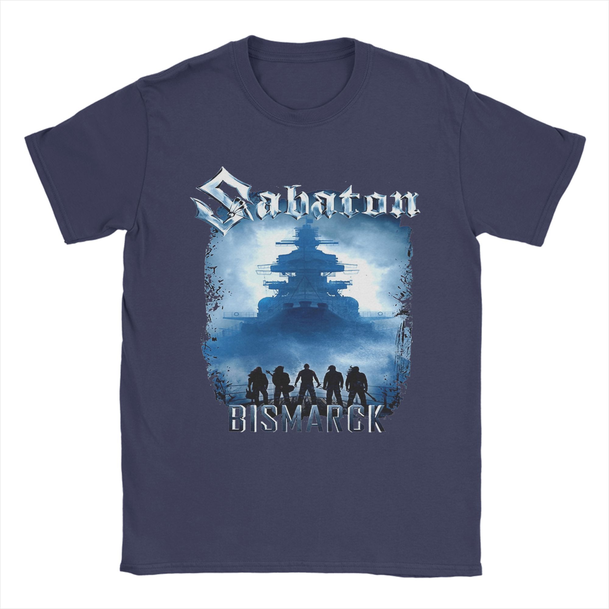 

S-Sabatoned Bismarck Movie Rock Band Graphic Printing T Shirt for Men Women 100% Cotton Tee Shirt Clothing XXXL темно-синього кольору