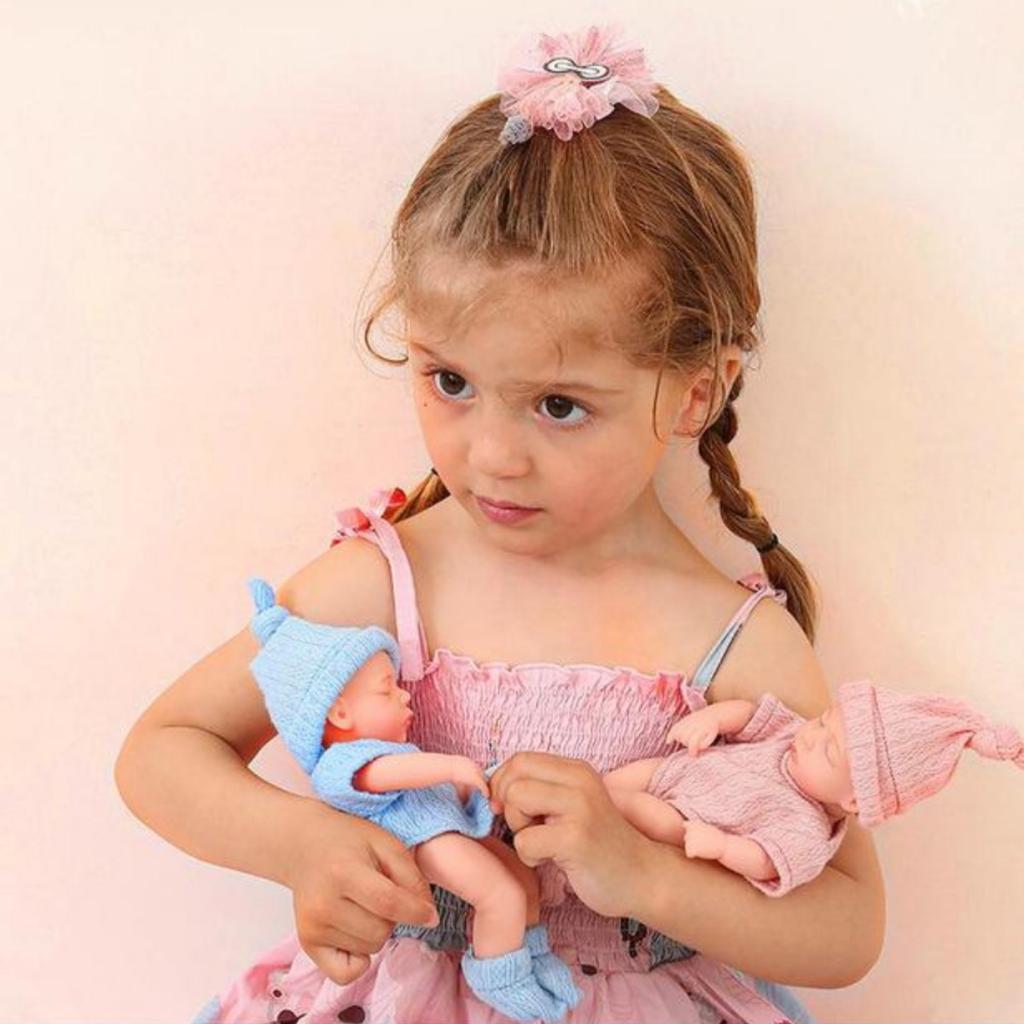 19cm Lifelike Newborn Baby Cute Sleeping Realistic Reborn Baby Doll Painted Hair Cloth Body Collectible Art Dolls Perfect for Cuddling Playtime