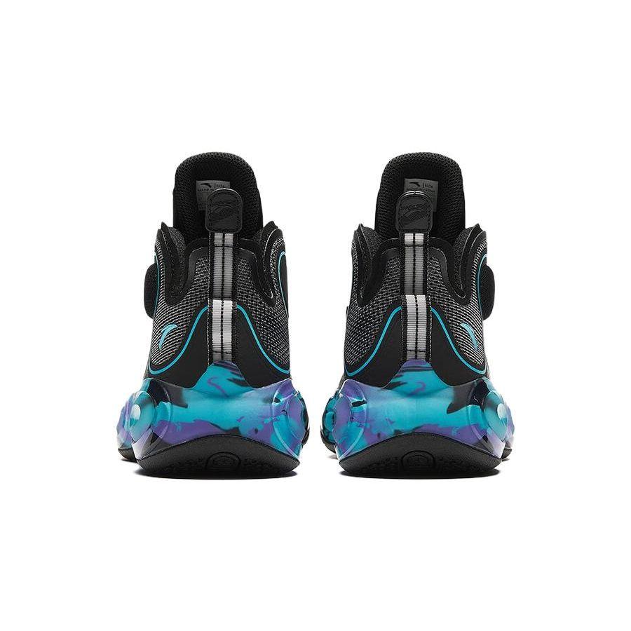 Anta Kinder Rundkopfknopf Stoßdämpfend Abriebfest High Top Basketballschuhe Kinder Basketballschuhe Schwarz Blau Lila T12331190R-4