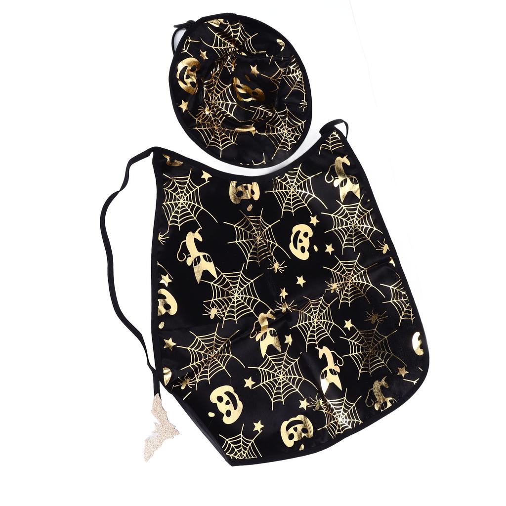 Pet Pumpkin Cape Set Halloween Pet Pumpkin Cape Set Spiderweb Pattern Adjustable Mysterious Pet Costume Set for Pet Gatherings