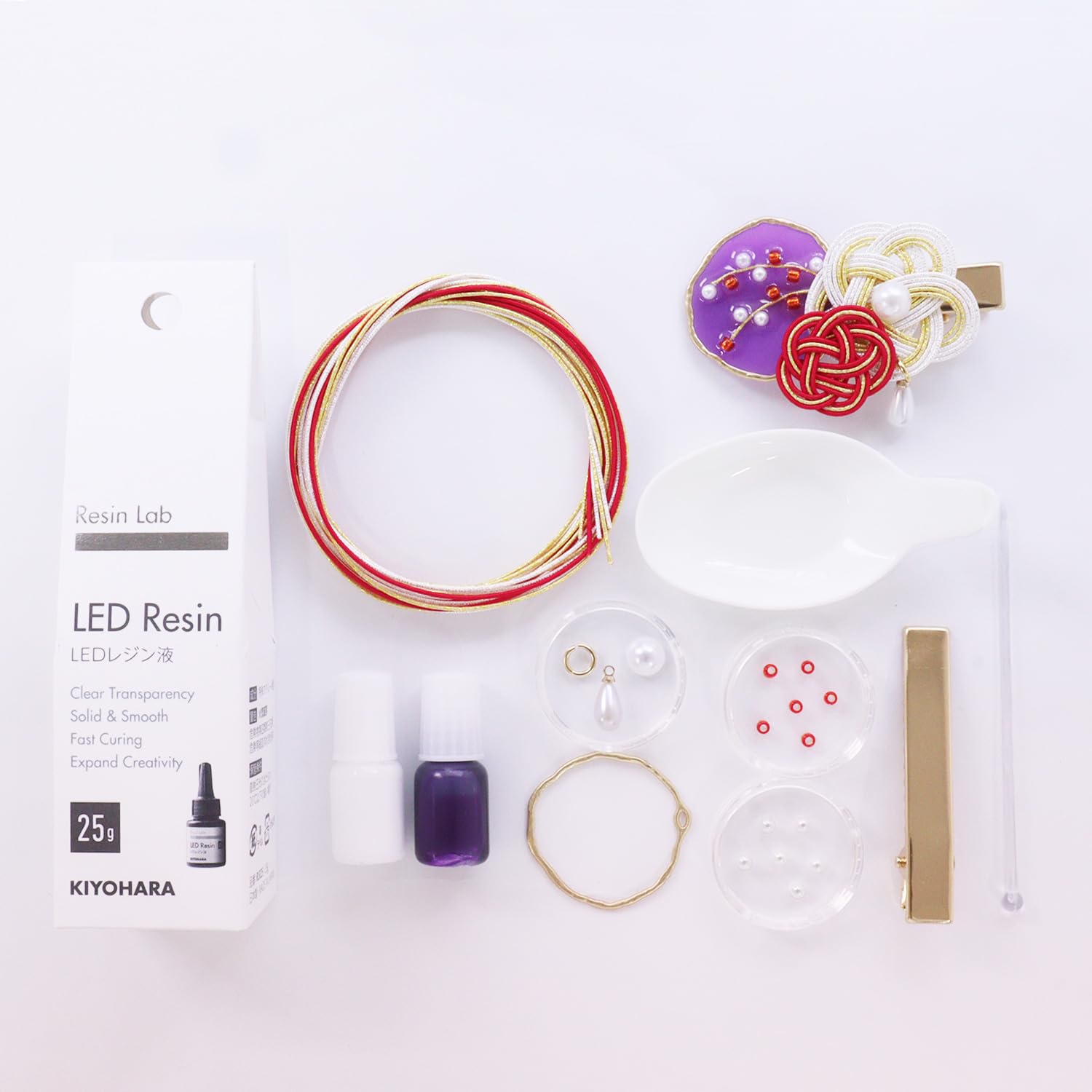 

KIYOHARA Resin Lab Mizuhiki Resin Hair Clip Making Set (RLK-03)