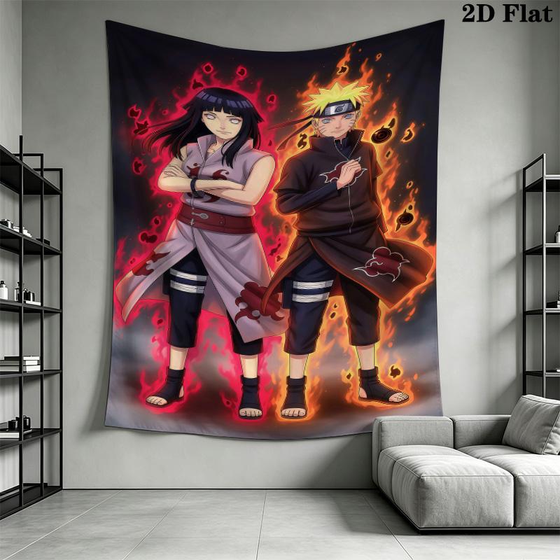 Naruto Fire Determination Wall Tapestry Aesthetic Wall Hanging Printed Fabric Blanket Decorative Tapestries For Bedroom Living Room Home Decor