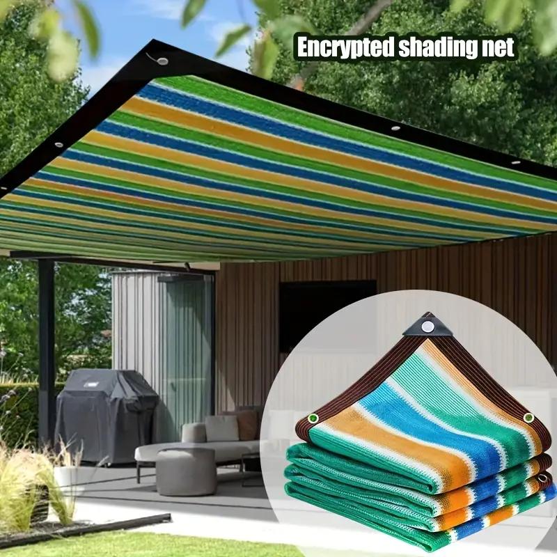 

1pc Colorful Striped High-Density Breathable Shade Net - Durable Plastic Outdoor Sunshade Cloth, Suitable for Patio, Picnic 2x2M b