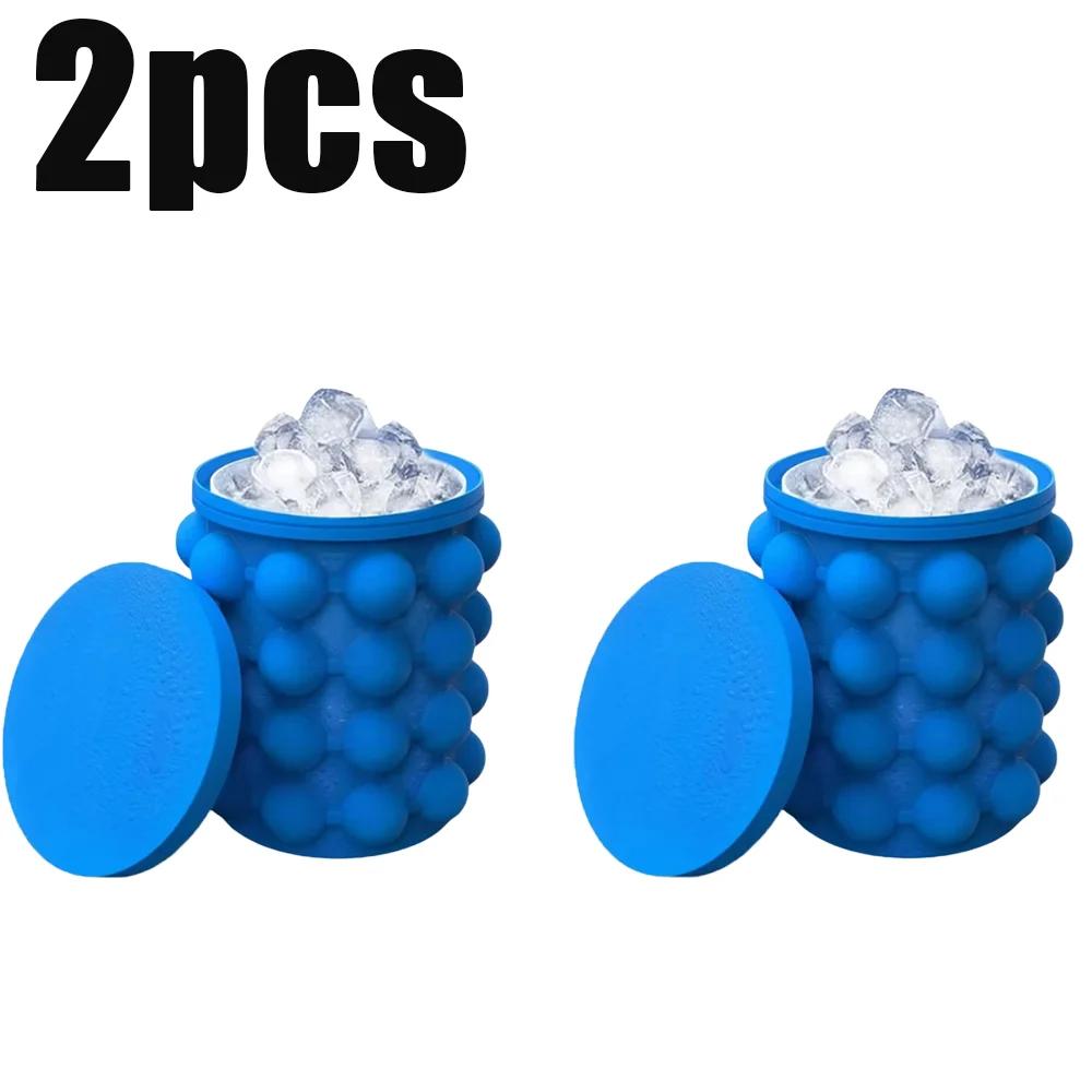 2-In-1 Silicone Ice Bucket Easy Freezing Ice Making Mold Ice Grid Household Outdoor Ice Bucket Kitchen Drink Supplies