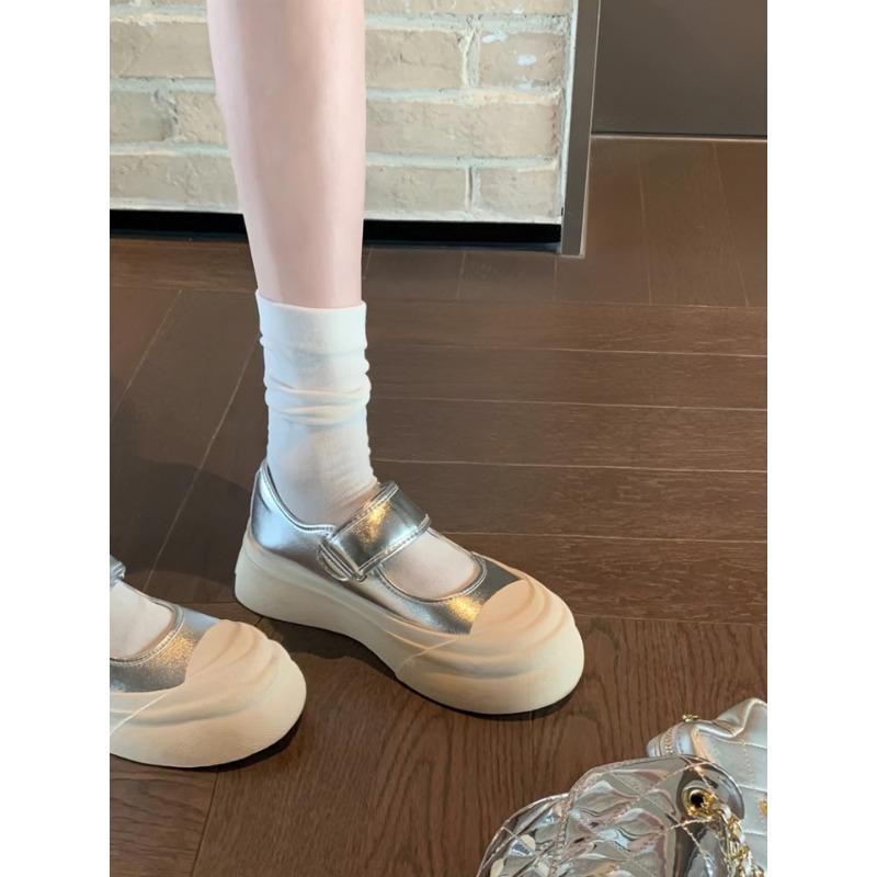 

Версия из коровьей кожи~ Кожа Рут, туфли-одинарки с большой головой, женские универсальные туфли на платформе-маффине на липучке Мэри Джейн, белые туфли 40