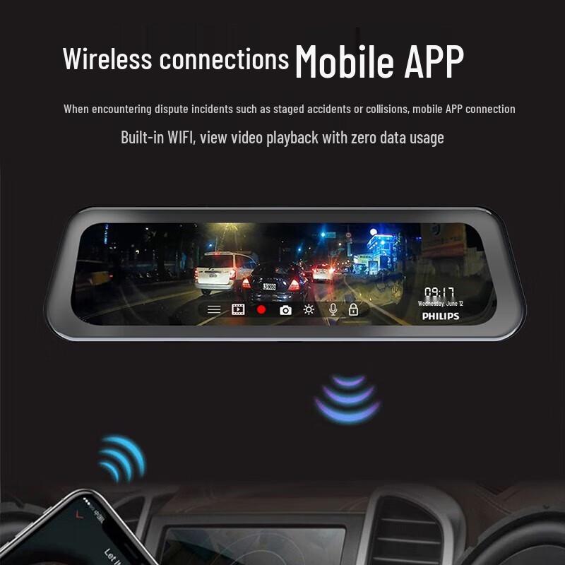 Philips CVR1500 2K HD Rearview Mirror Dash Cam (CN version)