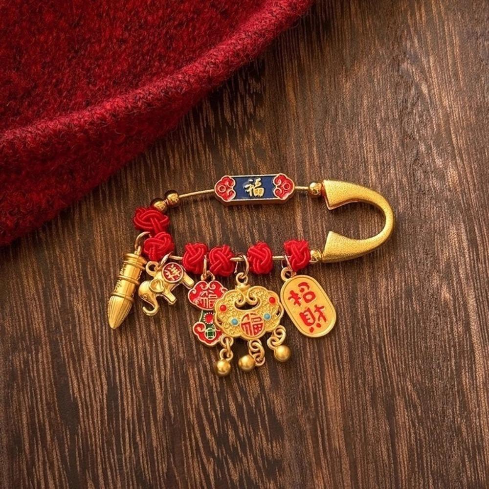 Horse Year Lucky Pins Gold Sand-plated Ornaments Fashion Guardian Brooch  Newborn Baby