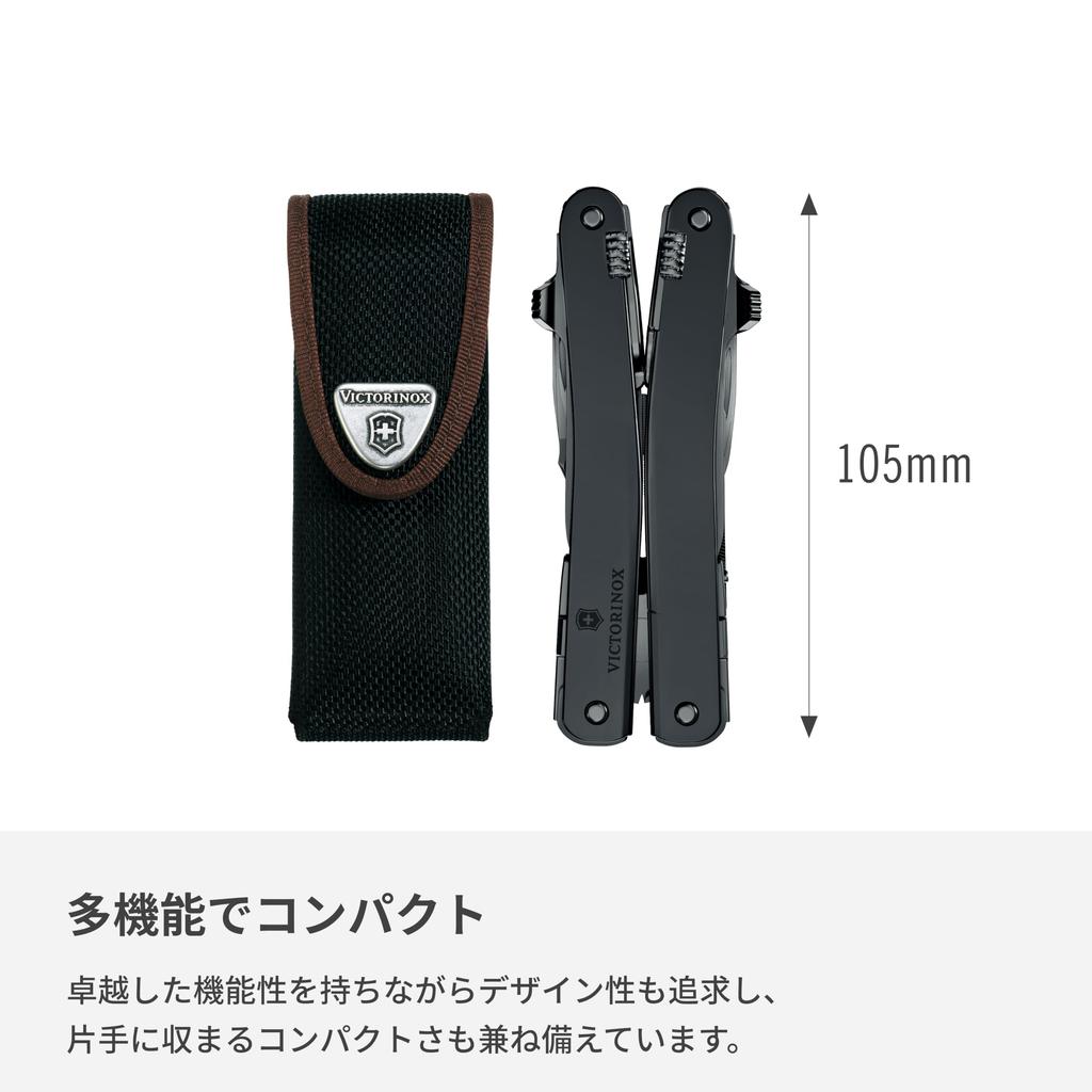 VICTORINOX Swiss Tool Spirit XBS Black with Nylon Case Multifunctional Knife Pliers Swiss Made Multitool with 25 Functions with Lock [] 3.0224.3CN