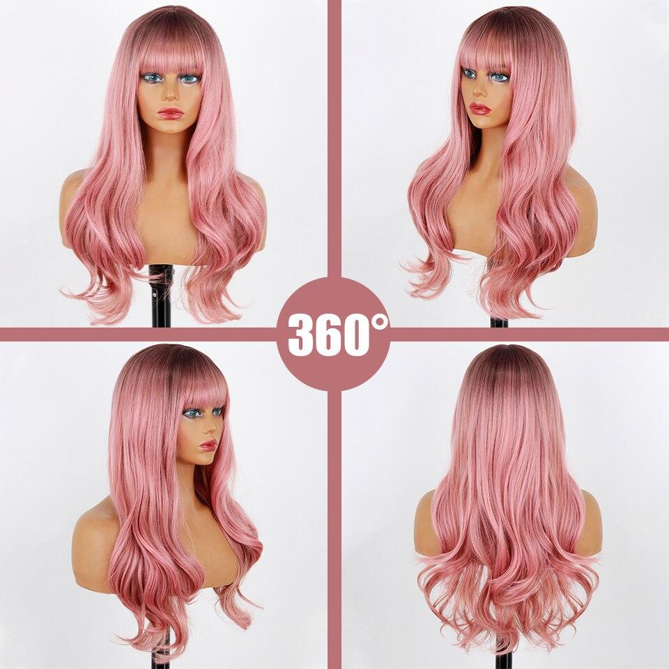 MISSQUEEN Long Wig with Bangs Long Wavy Wig Wigs for Women Heat Resistant Synthetic Women's Cosplay Wigs for Daily Use